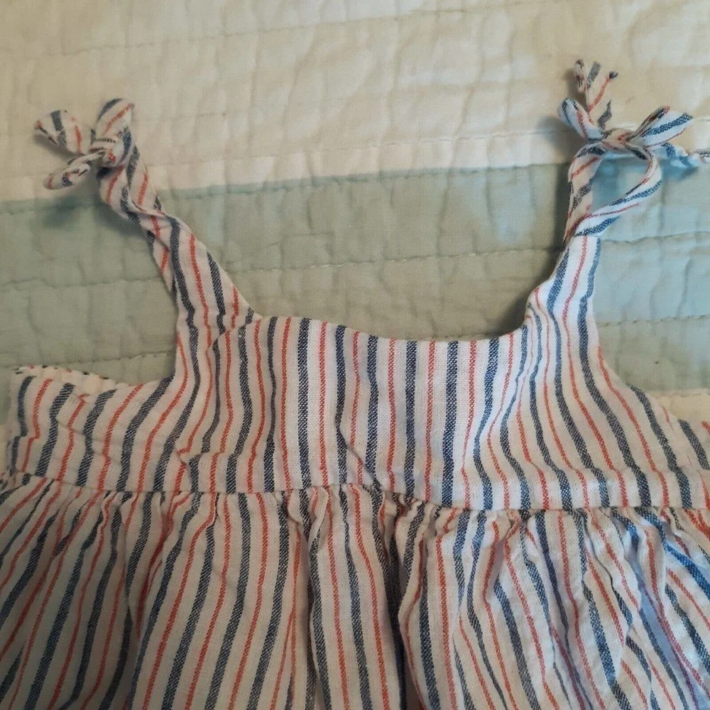 Baby Gap 3-6 mth Red White Blue Striped Ruffled Hem Sundress w/pants